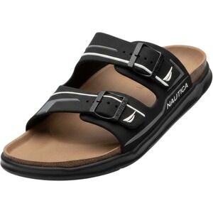 Nautica Men's Double Buckle Slide Sandals Black Brown Size 13